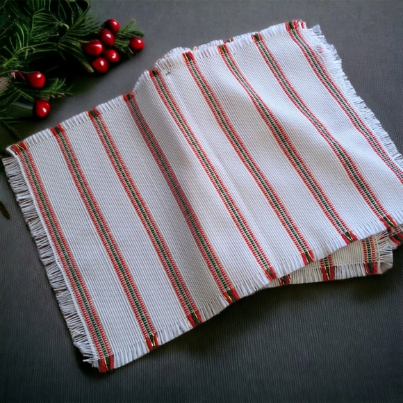 Set of 6 Vintage Handwoven Christmas Placemats 19"x13" - Picture 3 of 8